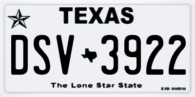 TX license plate DSV3922