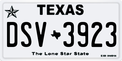 TX license plate DSV3923