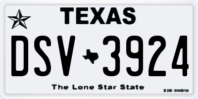 TX license plate DSV3924