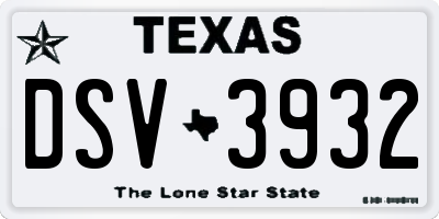 TX license plate DSV3932