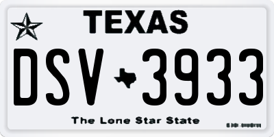 TX license plate DSV3933