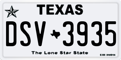 TX license plate DSV3935