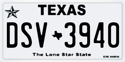 TX license plate DSV3940