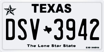 TX license plate DSV3942