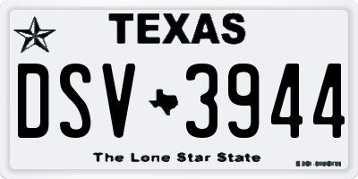 TX license plate DSV3944