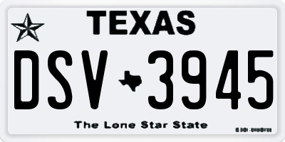 TX license plate DSV3945