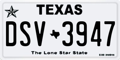 TX license plate DSV3947