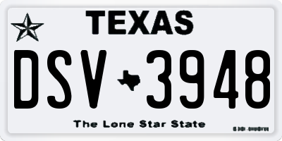 TX license plate DSV3948