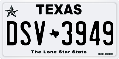 TX license plate DSV3949