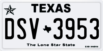 TX license plate DSV3953