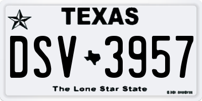 TX license plate DSV3957