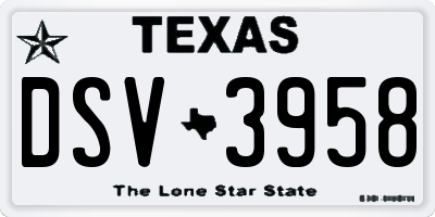 TX license plate DSV3958