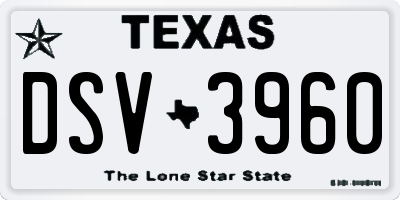 TX license plate DSV3960