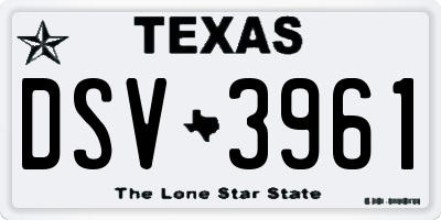 TX license plate DSV3961