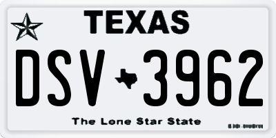 TX license plate DSV3962