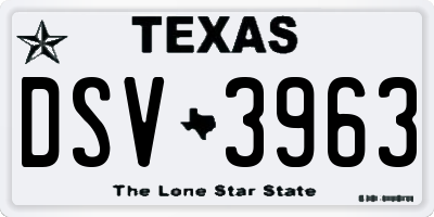 TX license plate DSV3963