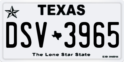 TX license plate DSV3965