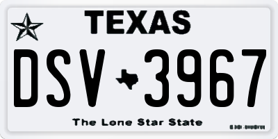 TX license plate DSV3967