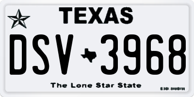 TX license plate DSV3968