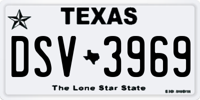 TX license plate DSV3969