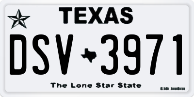 TX license plate DSV3971