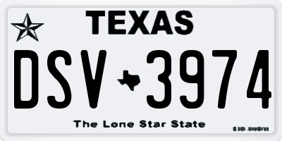 TX license plate DSV3974