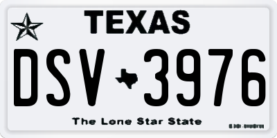 TX license plate DSV3976