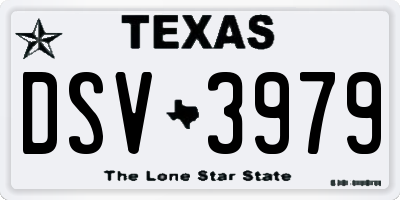 TX license plate DSV3979