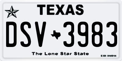 TX license plate DSV3983