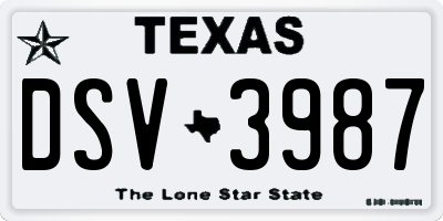 TX license plate DSV3987