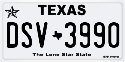 TX license plate DSV3990