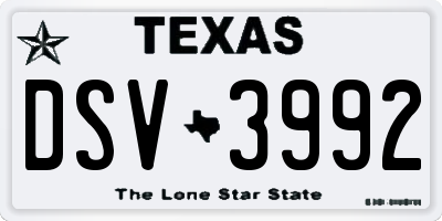 TX license plate DSV3992