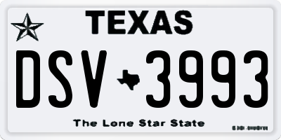 TX license plate DSV3993