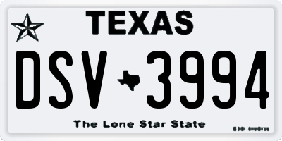 TX license plate DSV3994