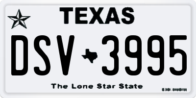 TX license plate DSV3995