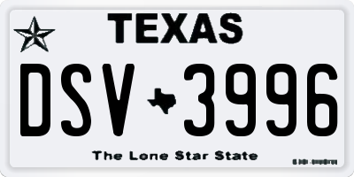 TX license plate DSV3996