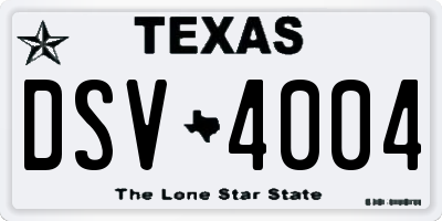 TX license plate DSV4004