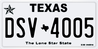 TX license plate DSV4005