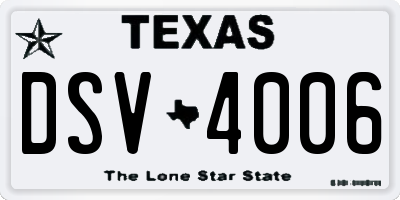 TX license plate DSV4006