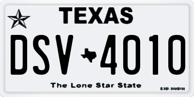 TX license plate DSV4010