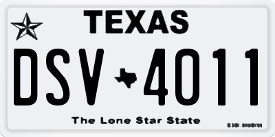 TX license plate DSV4011