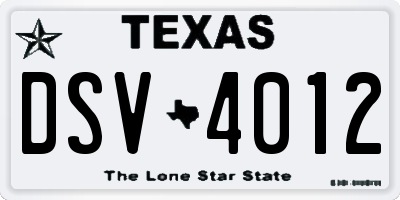 TX license plate DSV4012