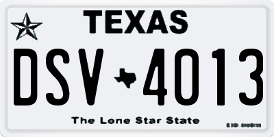TX license plate DSV4013