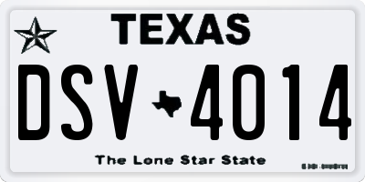TX license plate DSV4014