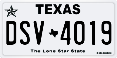 TX license plate DSV4019