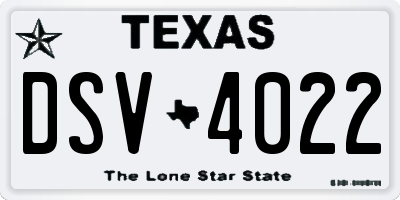 TX license plate DSV4022