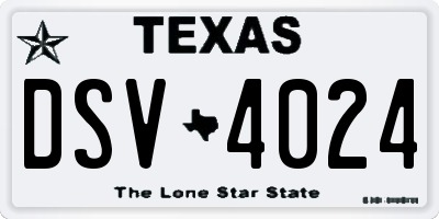 TX license plate DSV4024