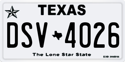 TX license plate DSV4026