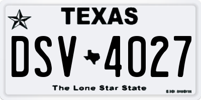 TX license plate DSV4027