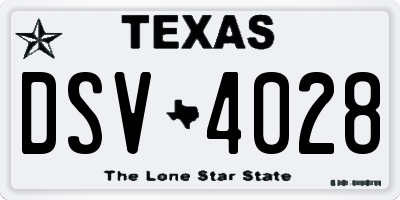 TX license plate DSV4028